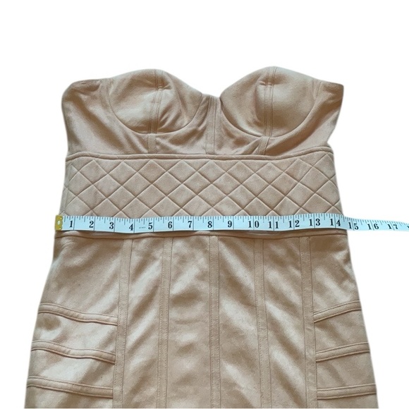 NWT House of CB Caterina Suedette Bustier Peach Mini Dress, size M - Picture 12 of 14